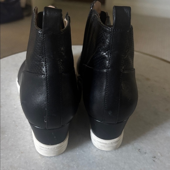 Paolo Perforated Black Wedges with White Sole - Picture 3 of 5